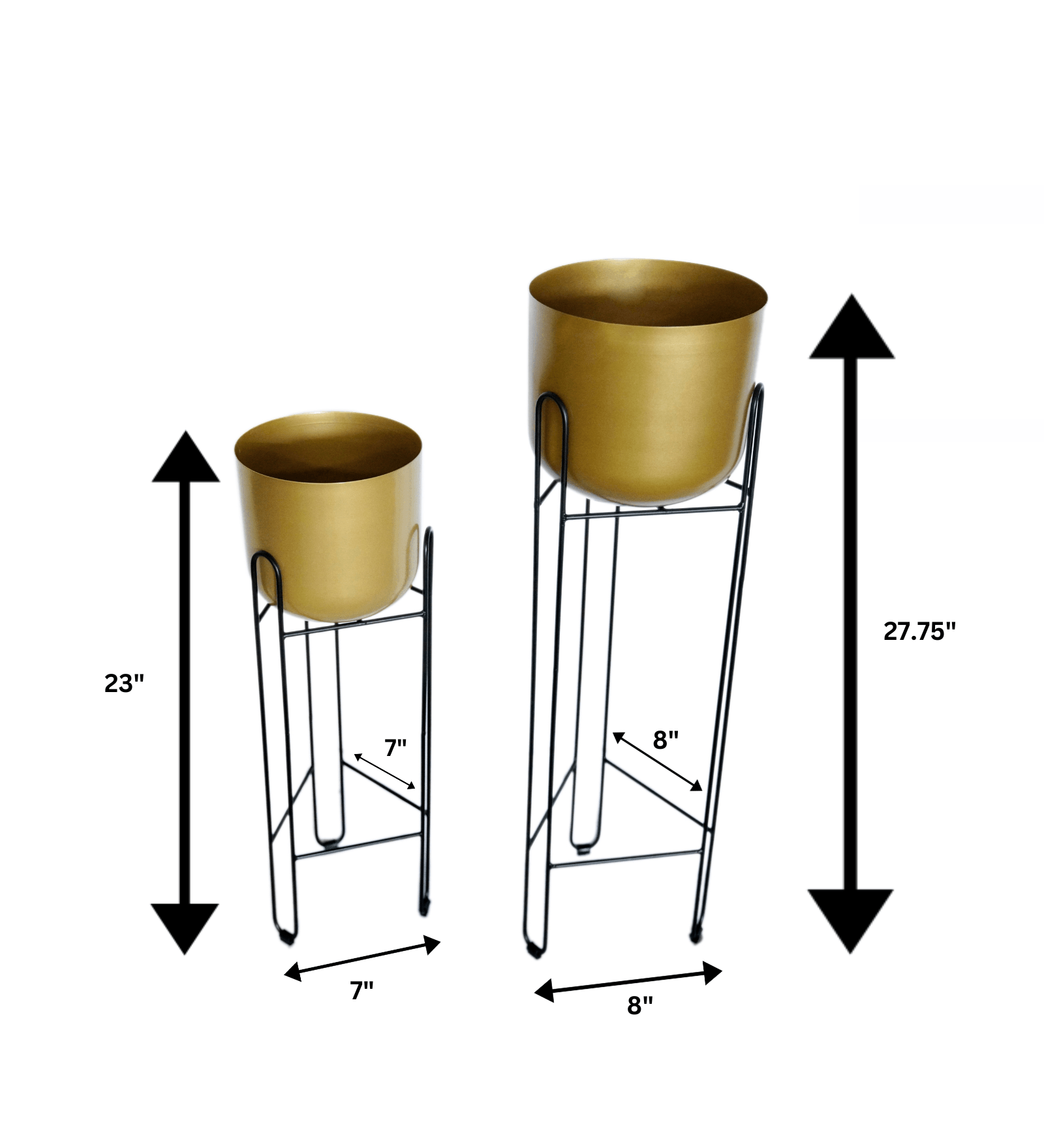 Gold Metal Floor Planters with Stands Planters for Living Room, Bedroom Pack of 2