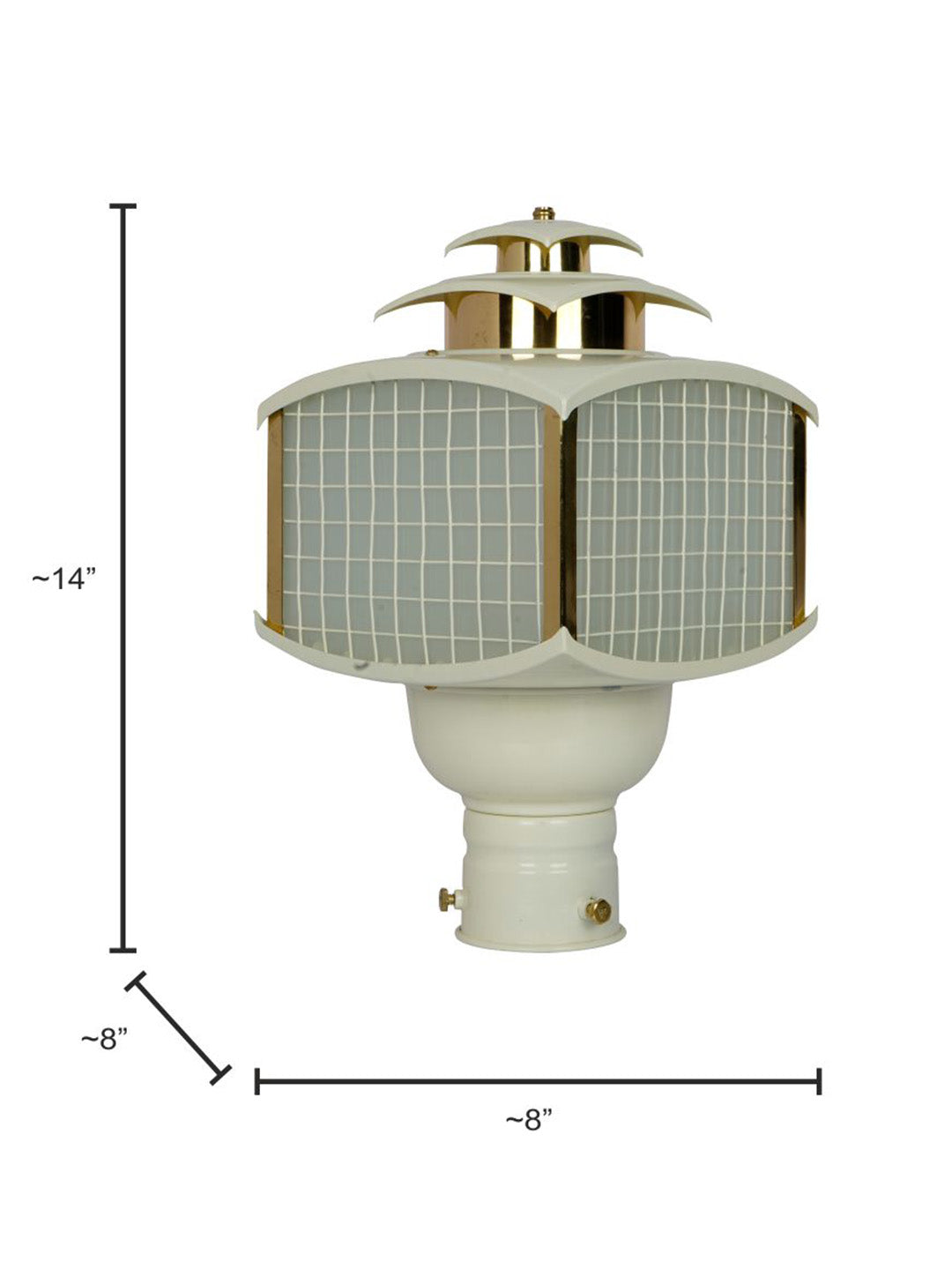 Retro Ivory and Gold Aluminum Gate Lamp