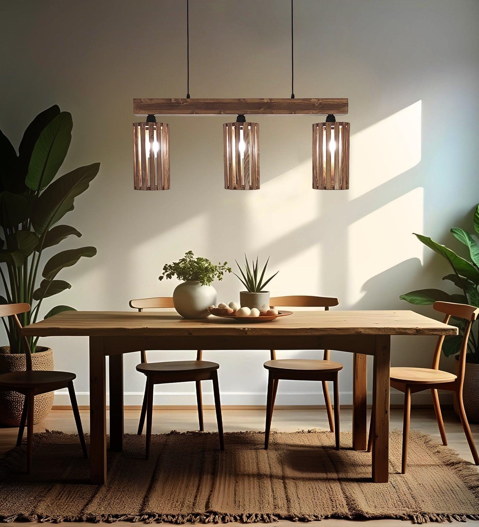 Casa Brown Wooden 3 Series Hanging Lamp