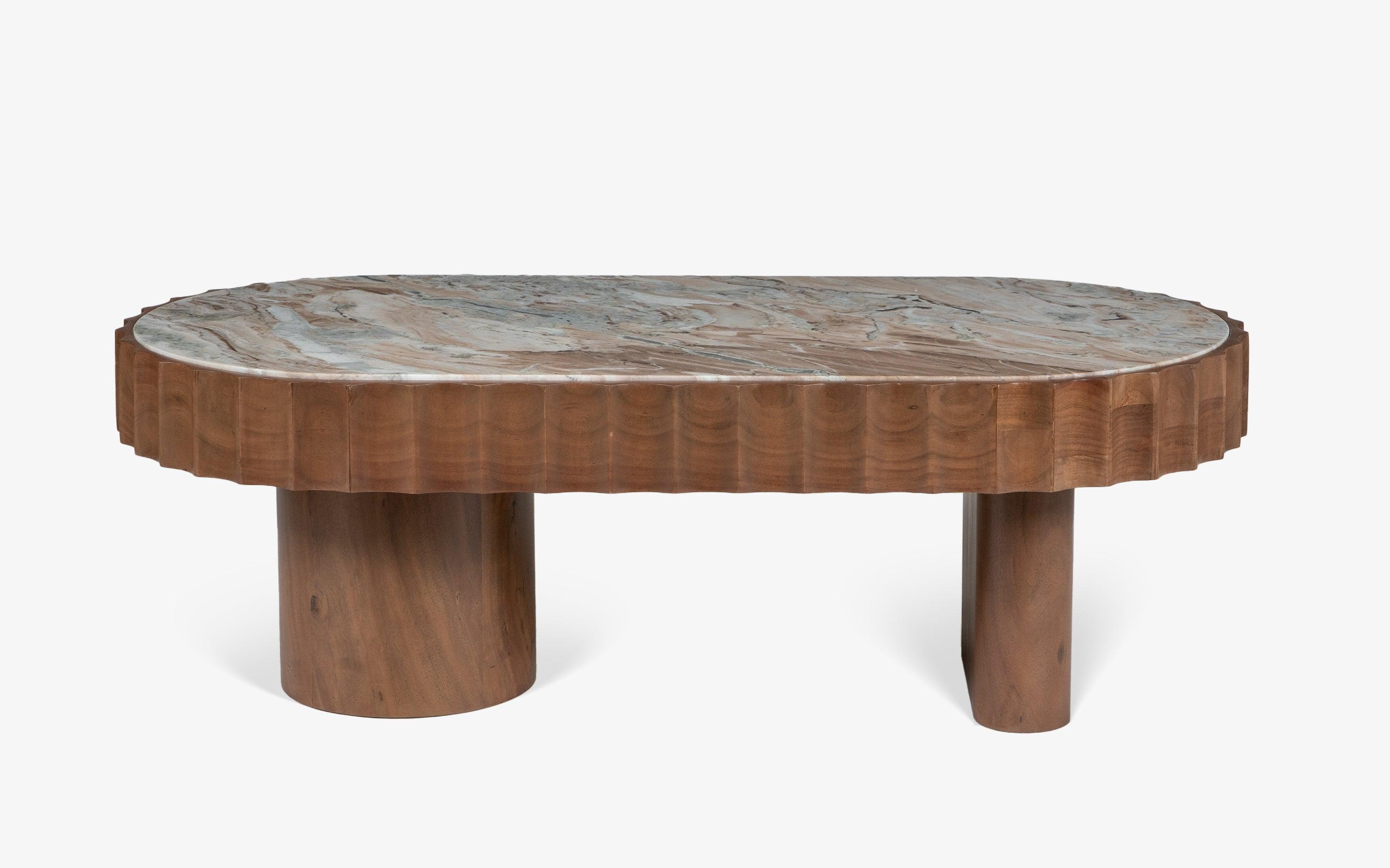 Doric Coffee Table | Toronto Marble and Acacia Wood