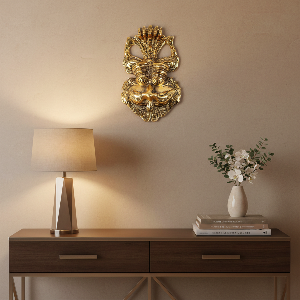 Metal Nazar Battu Wall Hanging | Evil Eye Protection, Vastu Decor for Home & Office Entrance, Handmade God Idol