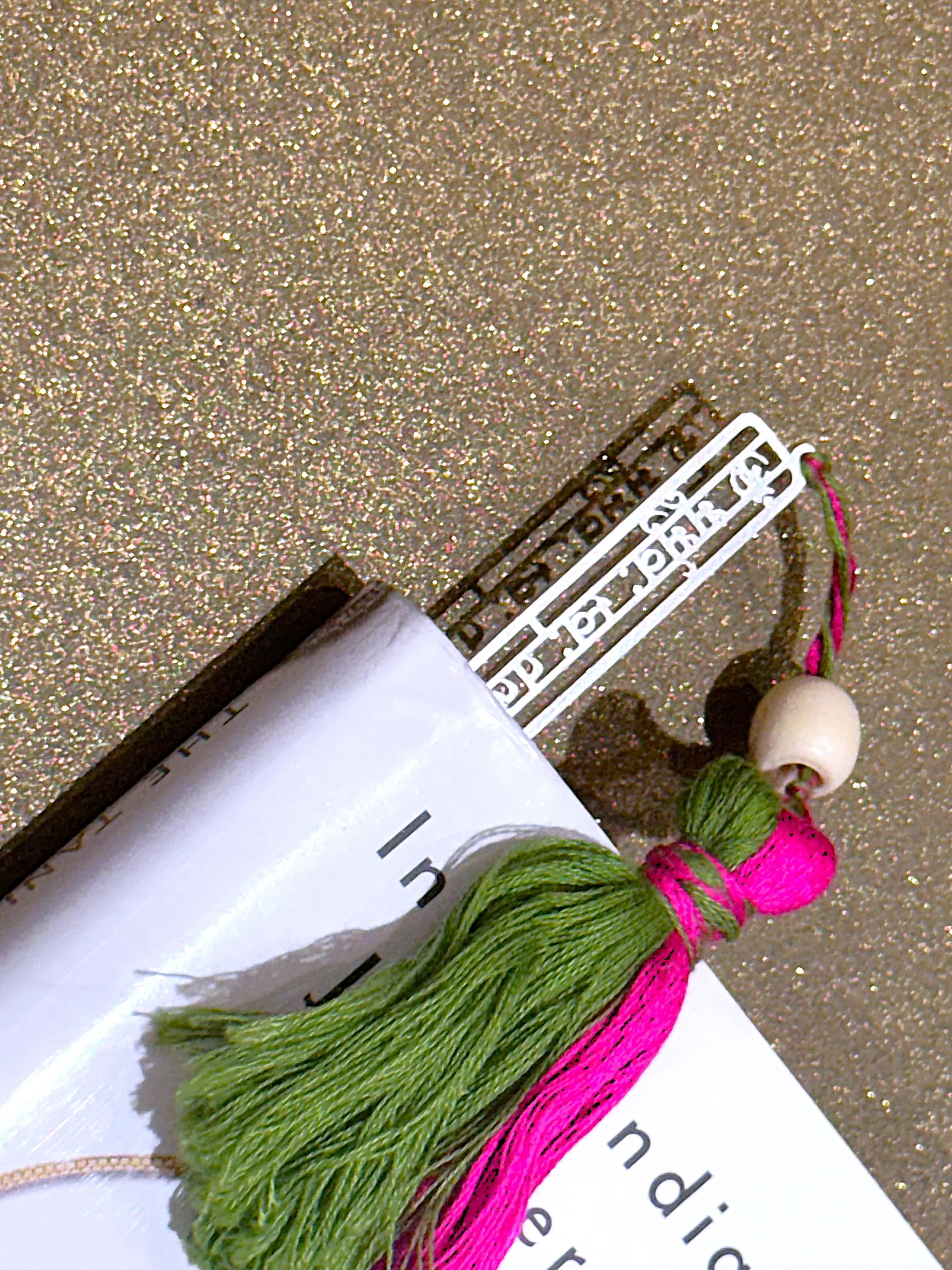 Pure Silver Plated Brass Gayatri Mantra Bookmark With Decorative Tassel