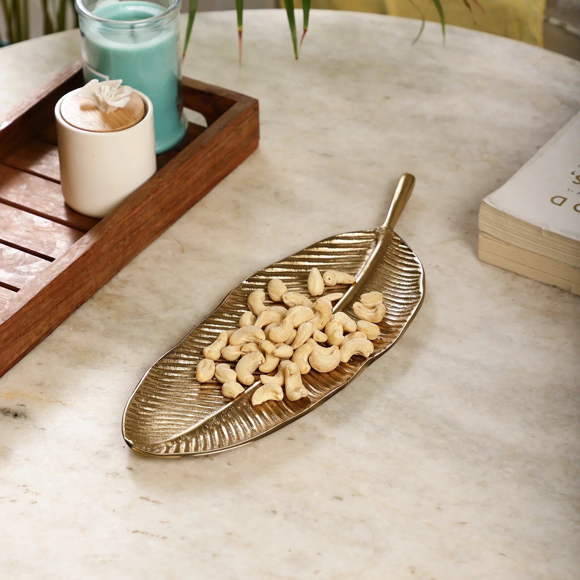 Banana Gold Serving Leaf Tray Platter
