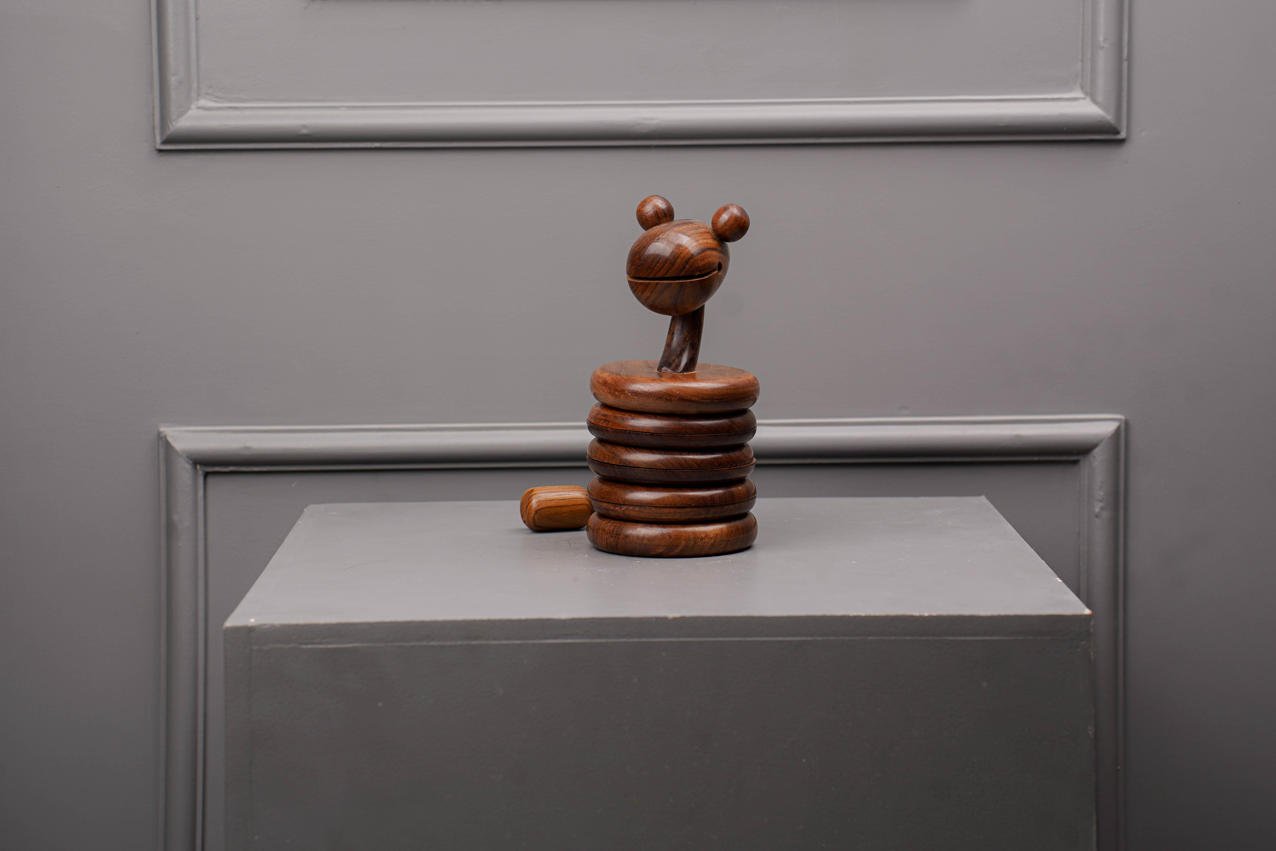 Handcrafted Sheesham Wood Snake Coasters Set of 6 | Magnetic Stackable Wooden Coasters for Dining Table & Bar