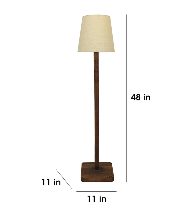 Claire Wood Floor Lamp with Beige Fabric Lampshade