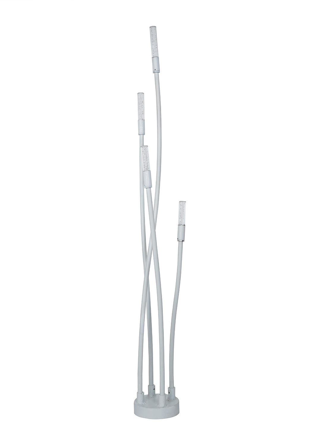 53-Inch Modern Off-White LED Cattail Bollard Set | 4-Light Outdoor Path Light with Bubble Glass