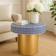 Handcrafted Inlay Round Accent Side Table