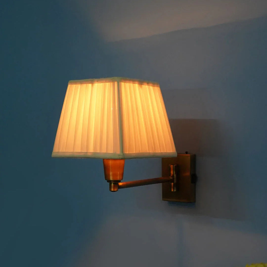 Brass Wall Sconce with Fabric Shade