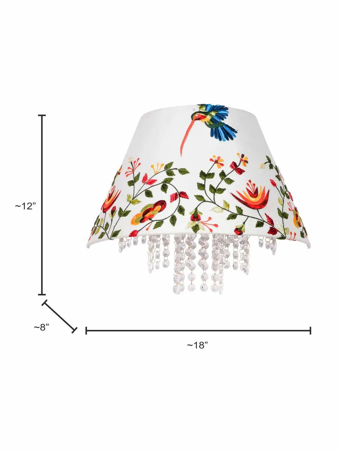 Contemporary Embroidered Hummingbird Wall Lamp with Crystal Accents