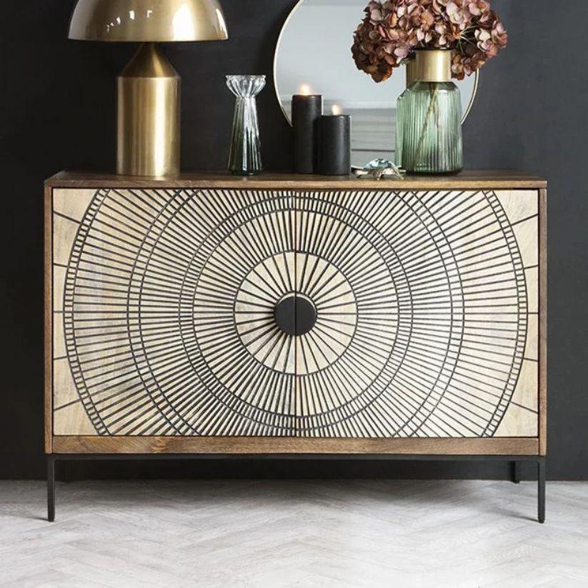 Daisy Carved Wooden Sideboard | Mango Wood