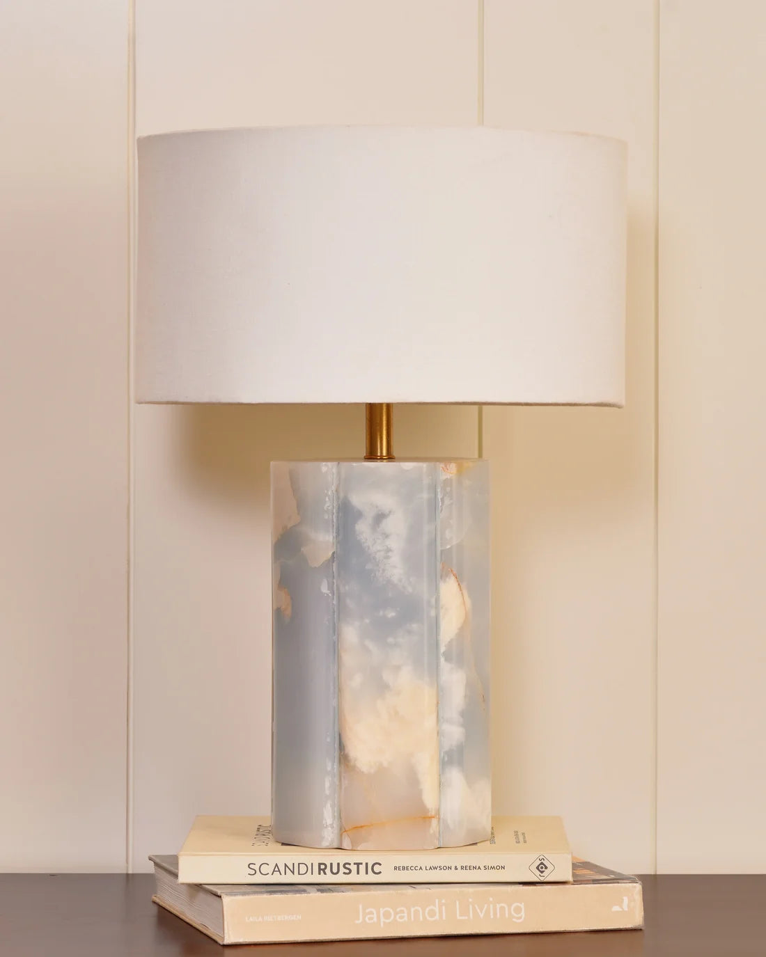 Sola - Blue Onyx & Linen lampshade | Table Lamp