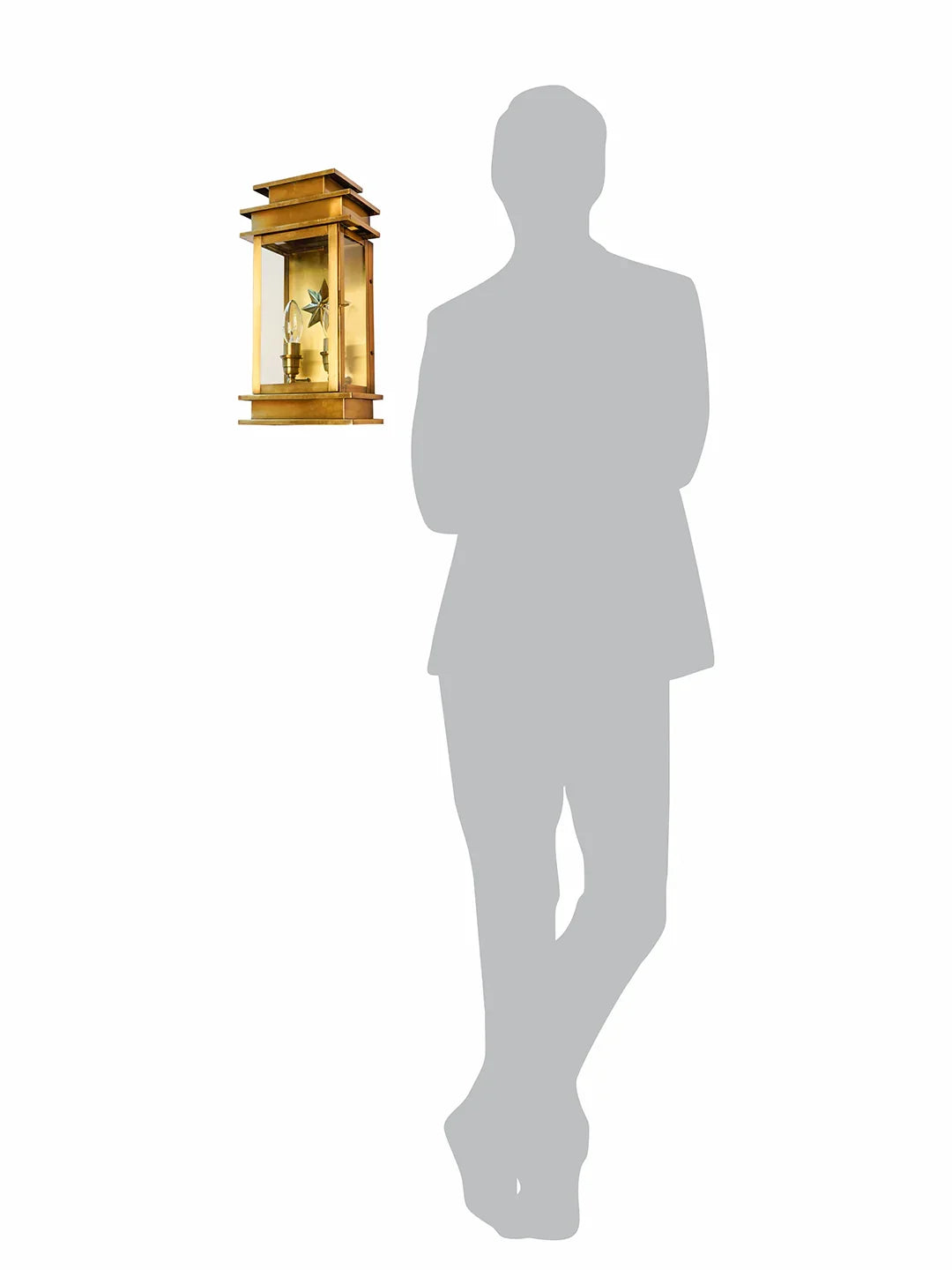 Antique Brass Art Deco Star Rectangular Wall Sconce