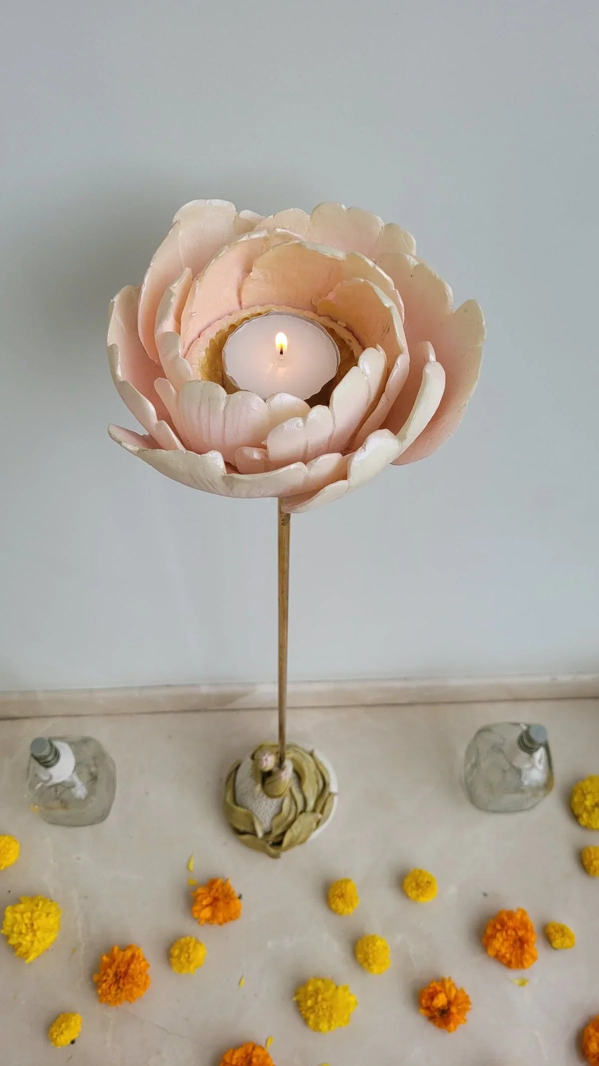 Perched Lotus Tealight Stand