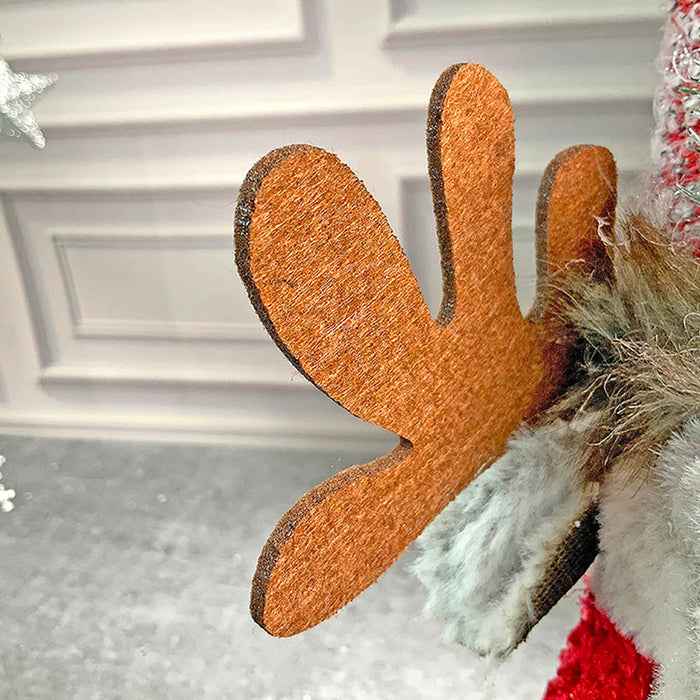 Grey & Red Deer on Snow Sledge christmas Home Décoration