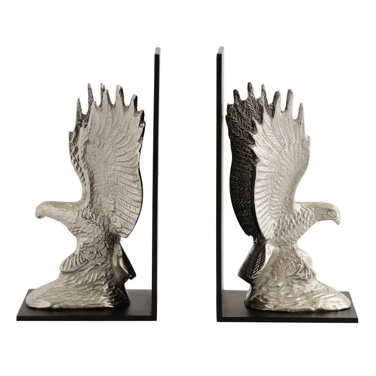 Helion Pair Bookends | Silver Decorative Book Stopper for Bookshelf & Home Décor