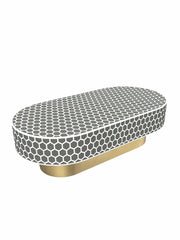Inlay Jordan Oval Shape Coffee Table- Honeycomb
