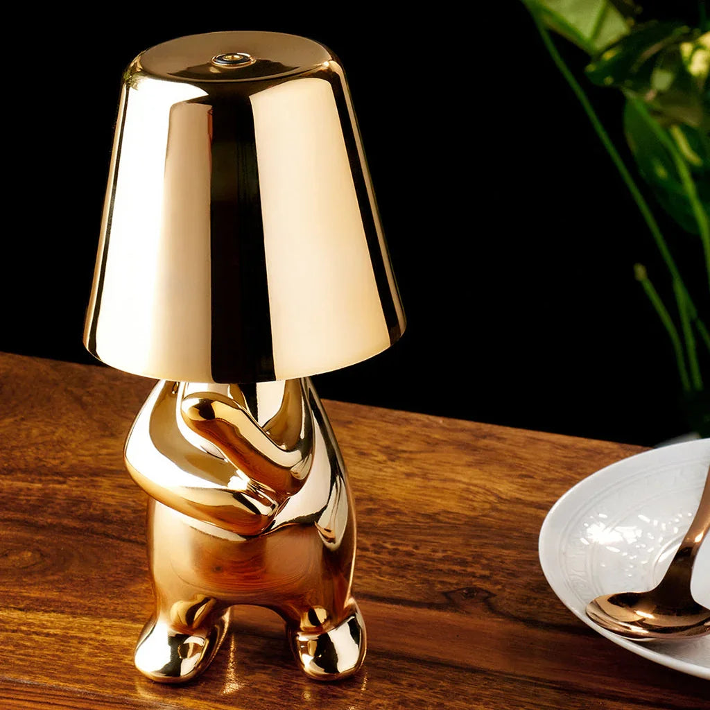 Zoid Cordless Rechargeable LED Table Lamp for Living Room | Gold Resin Mood Light Lamp