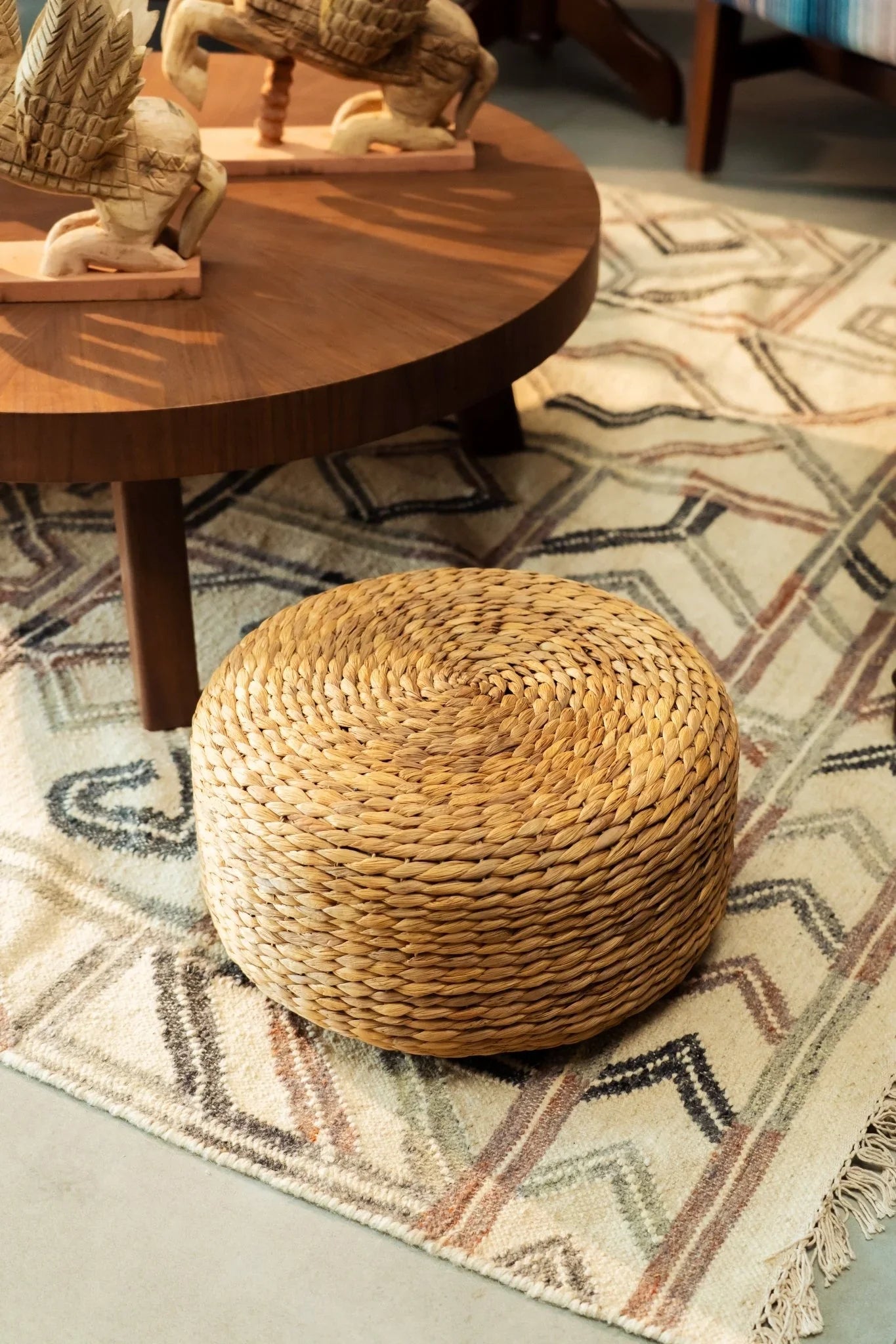 Bohemian Round Floor Ottoman | Seat Cushion For Living Room & Bedroom Decor
