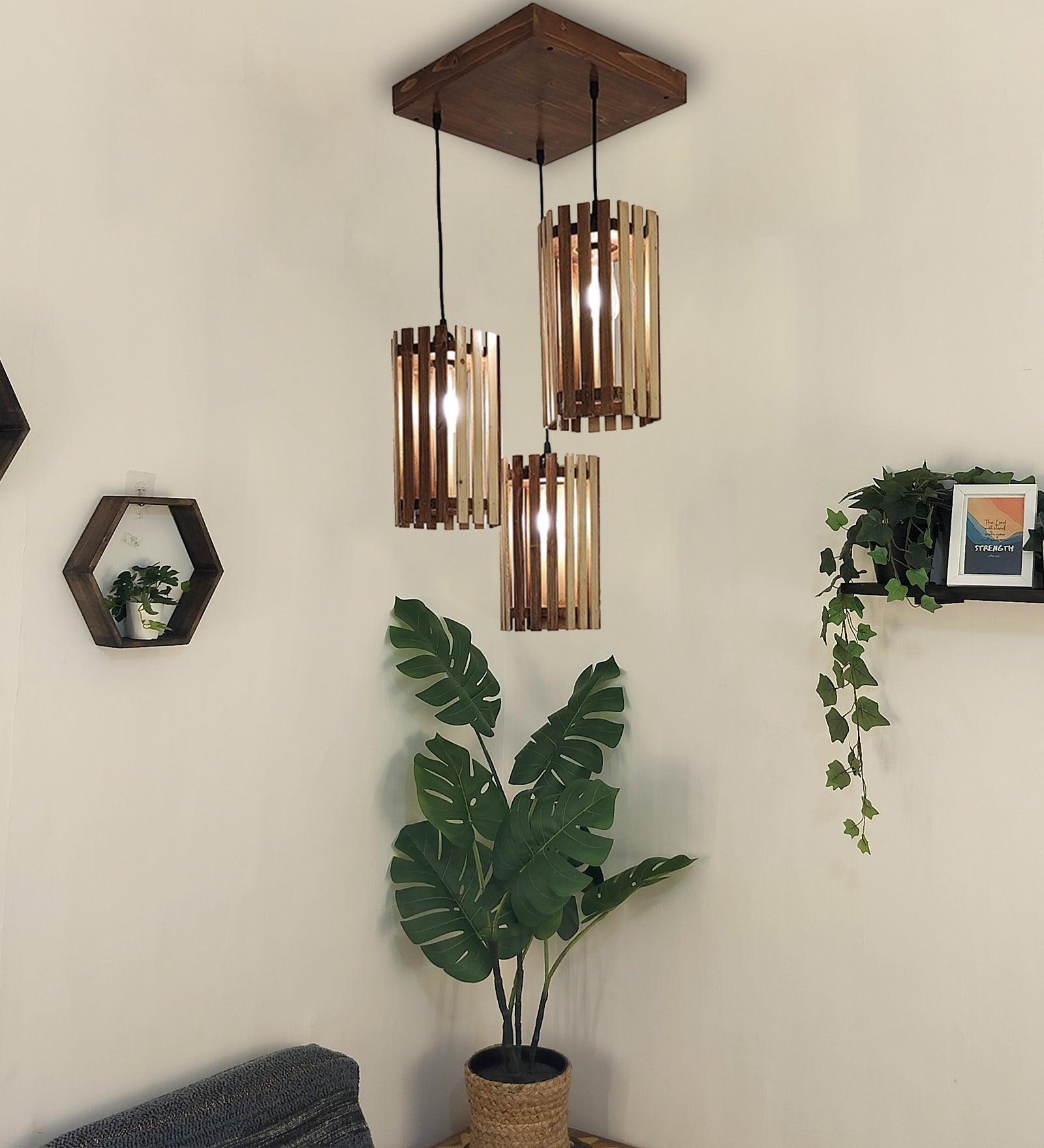 Hexa Beige & Brown Cluster Hanging Lamp