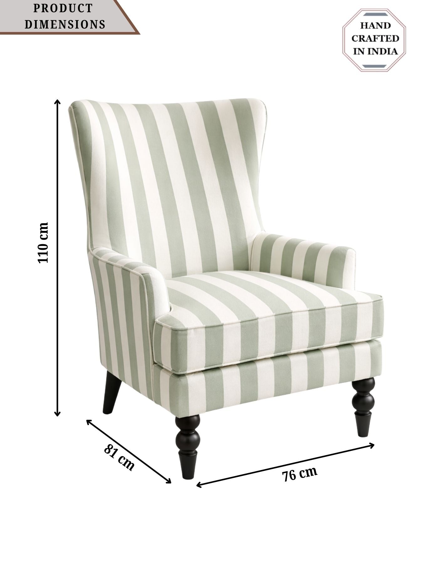 Sage Ivory Classic Stripe Accent Chair