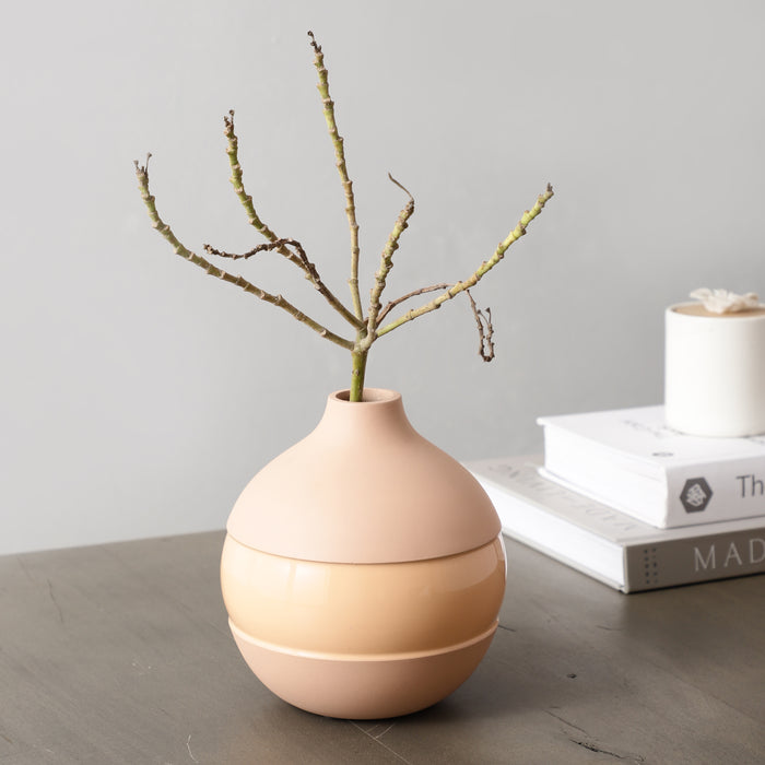 Klova Peach Enamel Vase With Enamel