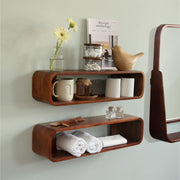 Leda Solid Sheesham Wood Wall Rack | Wooden Wall Shelves for Living Room