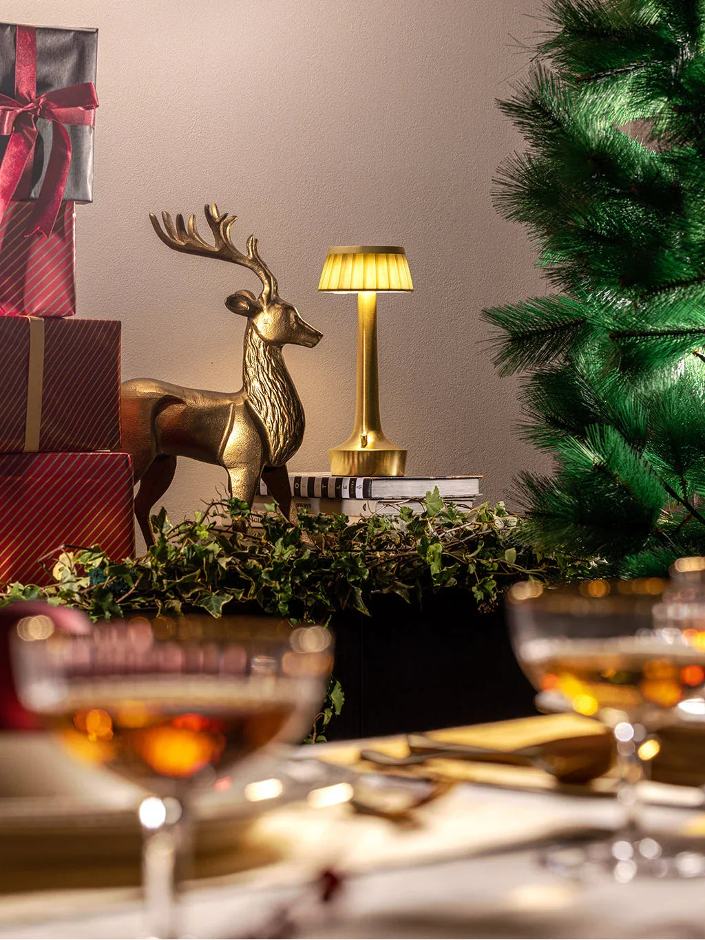 Paralume Cordless Rechargeable LED Table Lamp for Living Room | Retro Modern Design Lamp