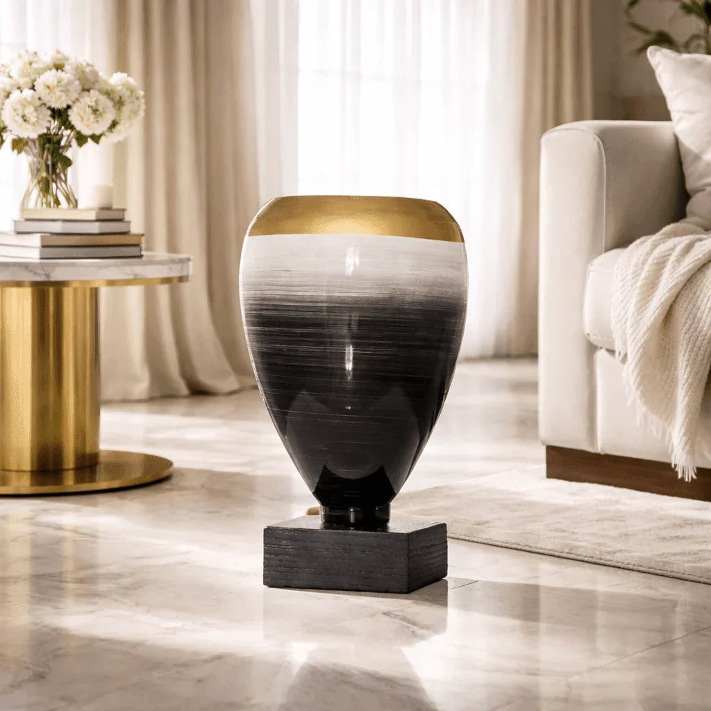 White Brushed Slate Flower Vase | Premium Decorative Vase for Modern Home Décor