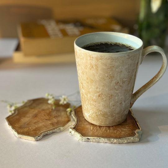 Crystal Agate Coaster With Silver Plated