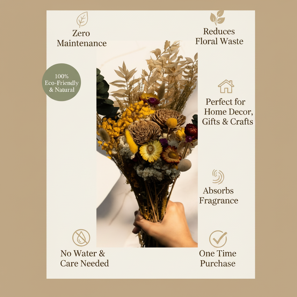 Tiny Timeless Bunch Naturally Dried Flowers | Delicate Dried Flower for Vase Decor