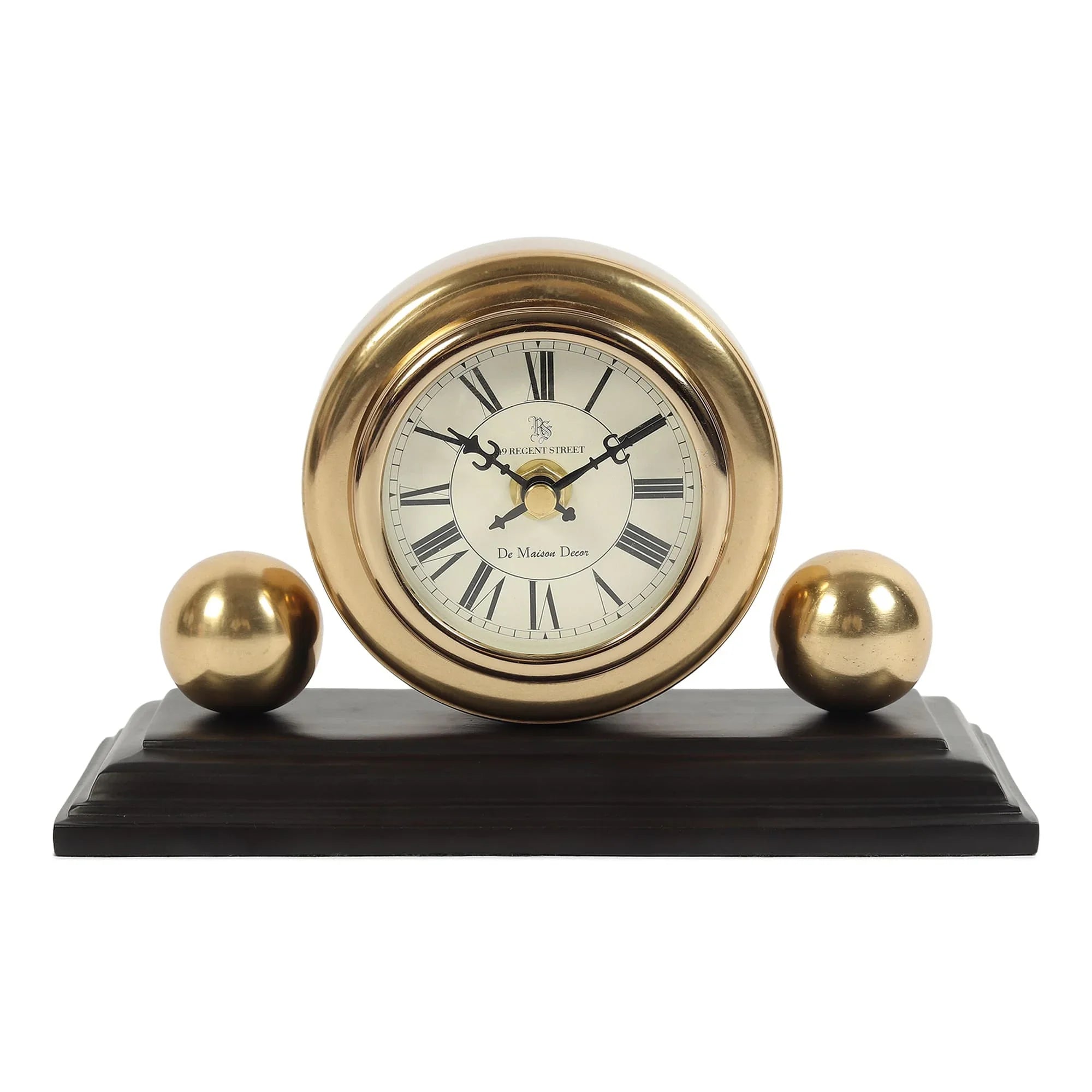 Orbit  Designer Table Clock | Sculptural Vintage-Inspired Desk Clock in Gold & Silver