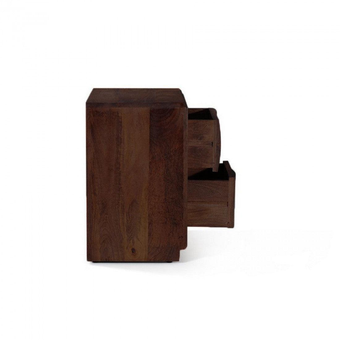 Nibley Solid Sheesham Wood Side Table with Storage | Bedside & Sofa Side Table with 2 Drawers