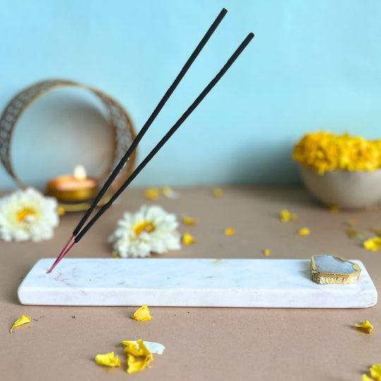 Agate with Marble Incense Holder & Agarbatti Stand for Pooja