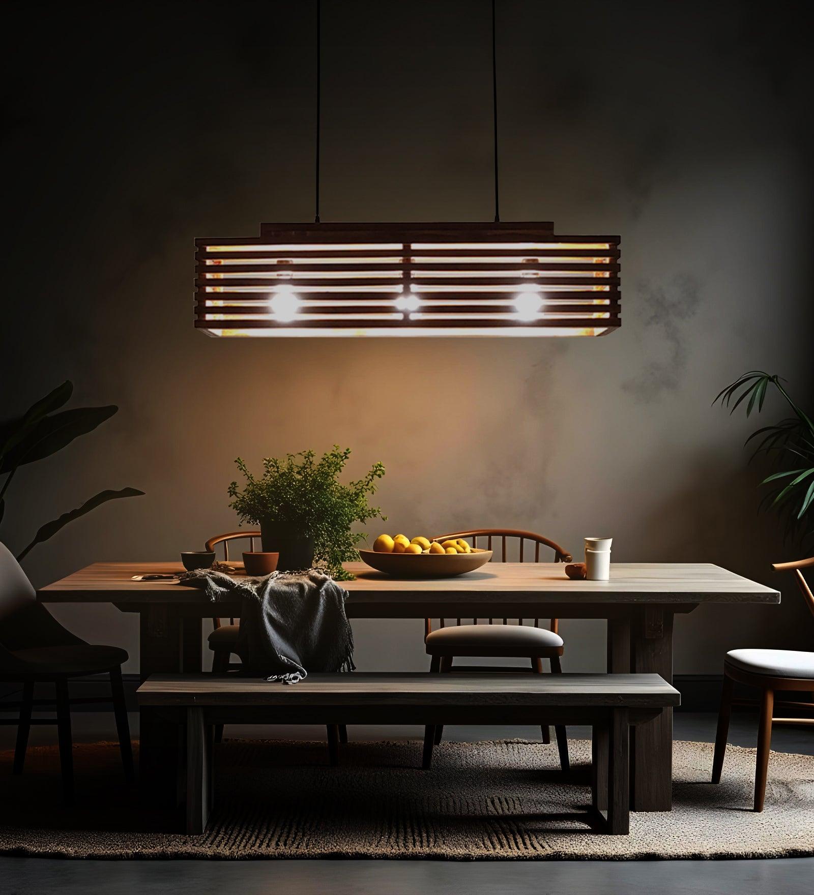 Elegant Centrum Brown Wooden 3 Series Hanging Lamp