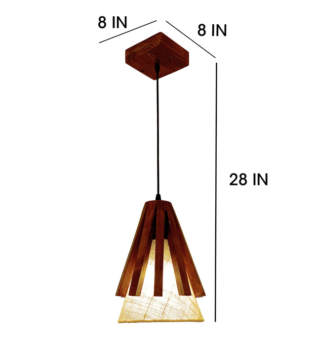 Flue Brown Wooden Single Hanging Lamp