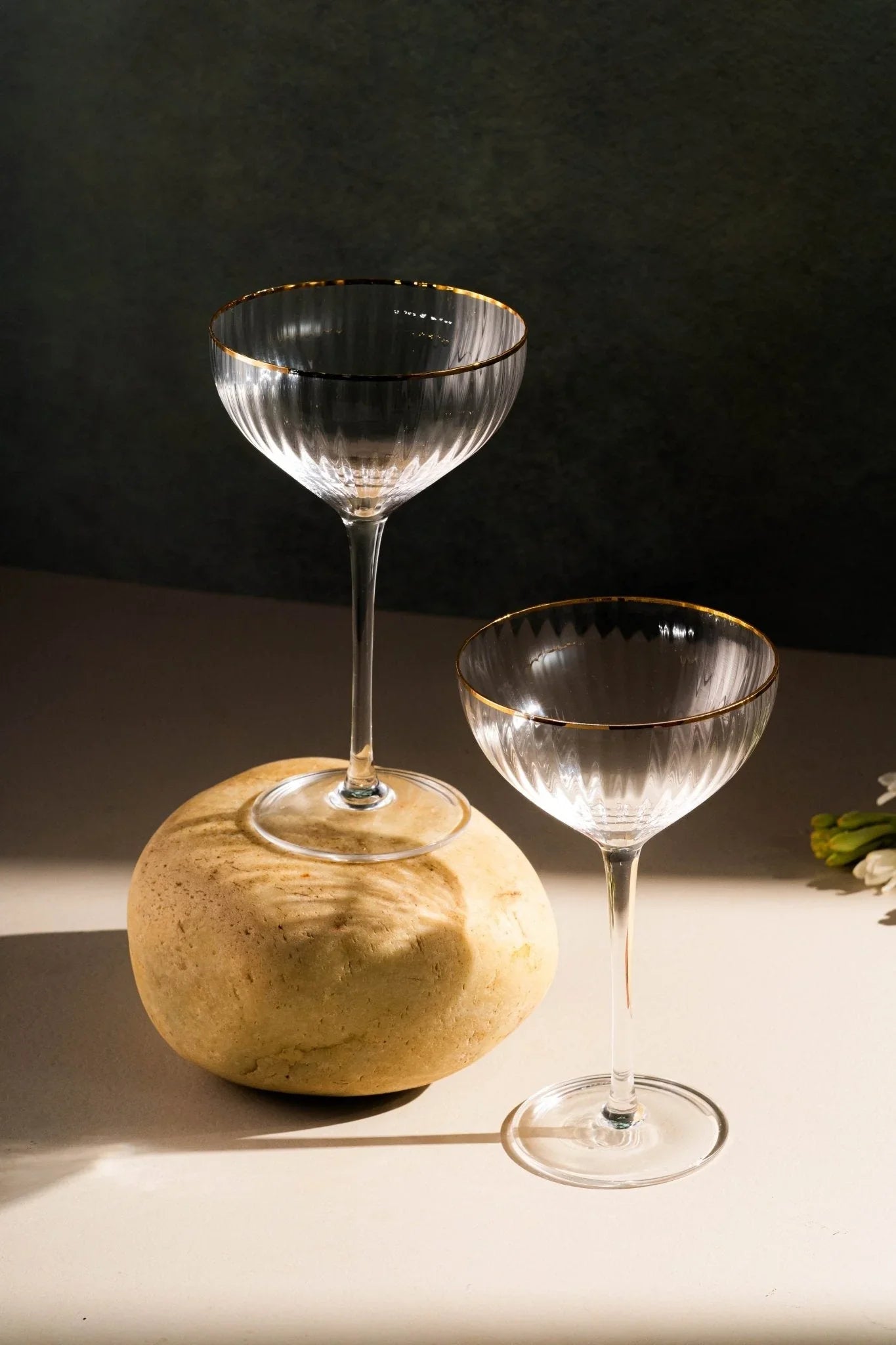 Clear Coupe Martini Glasses with Golden Rim Set of 6 - Premium Glassware