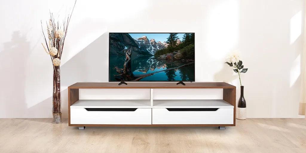 Skipper Walnut Finish TV Unit | Modern Wooden TV Stand with Storage