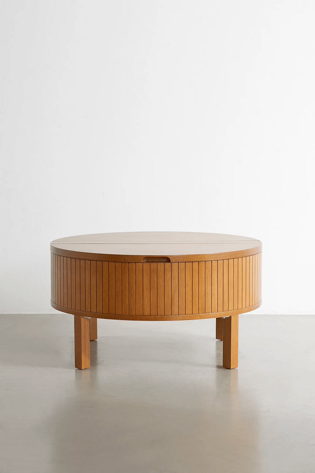 Barrel Shape Solid Mango Wood Coffee Table With Storage | Center Table for Living Room