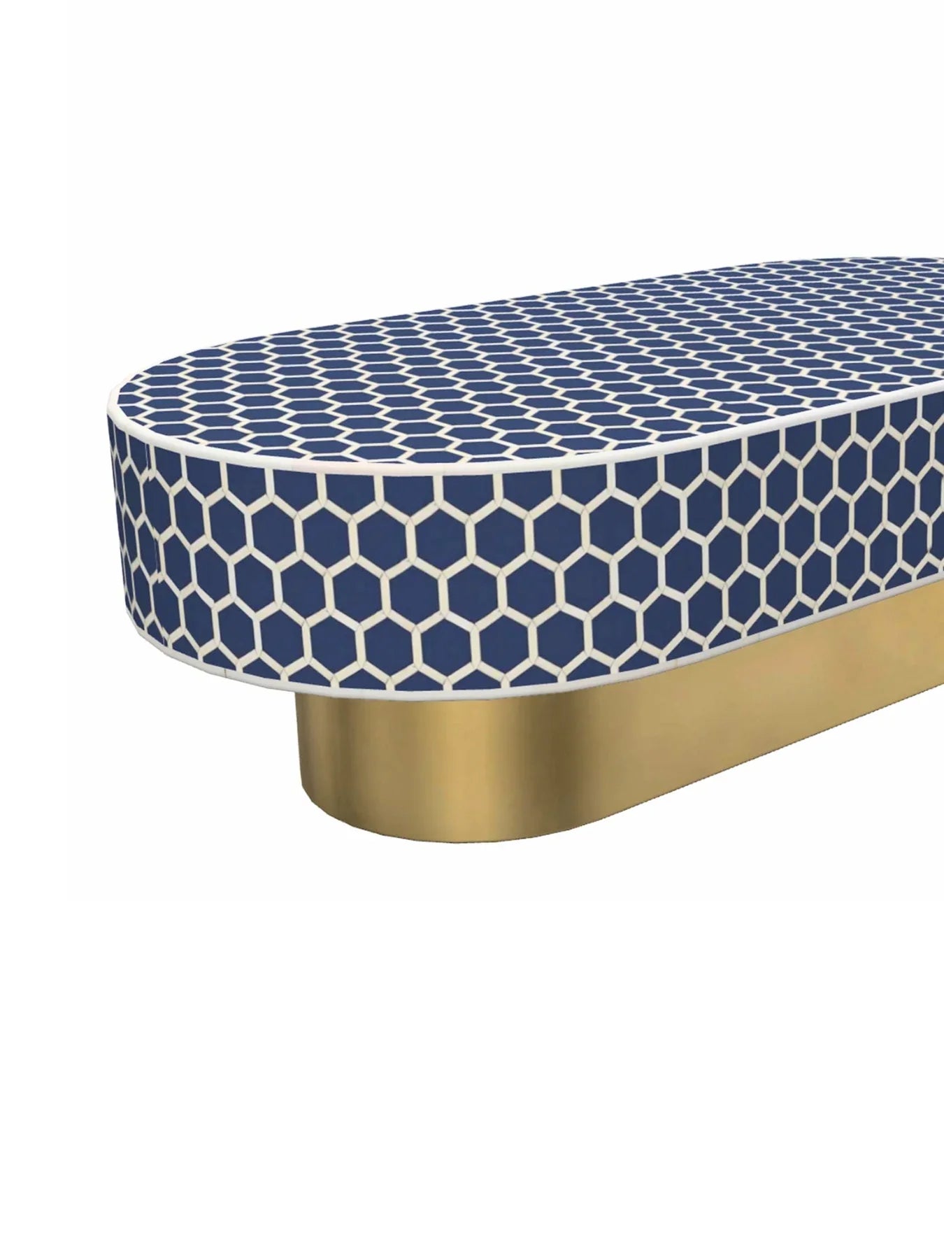 Inlay Jordan Oval Shape Coffee Table- Honeycomb