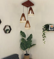 Flue Brown Wooden Cluster Hanging Lamp