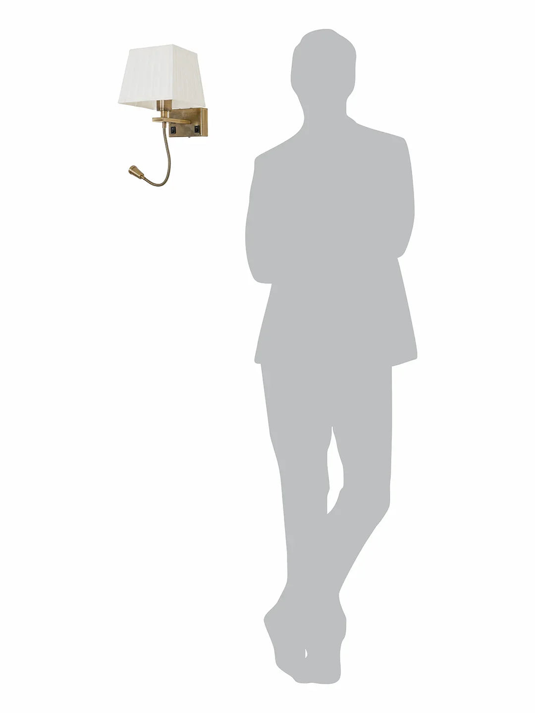 Transitional Bedside Wall Sconce with Flexible LED Reading Light