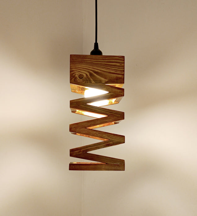 Wiggle Brown Wooden Single Hanging Lamp