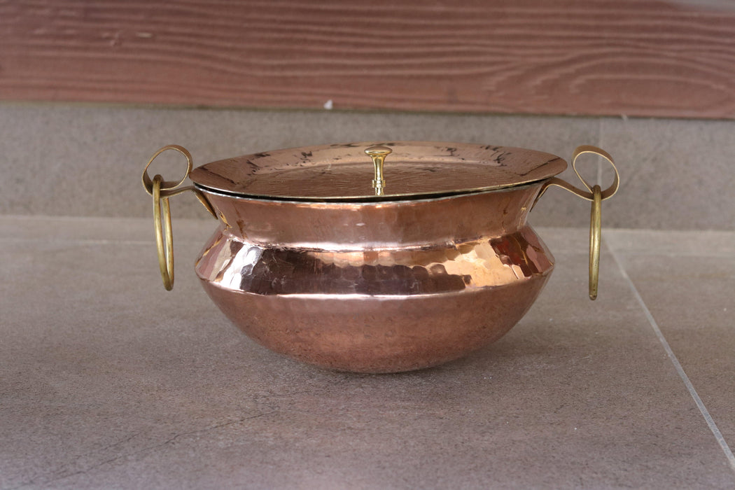 Copper Brown Handi With Lid | Traditional Sipri & Degh Bartan