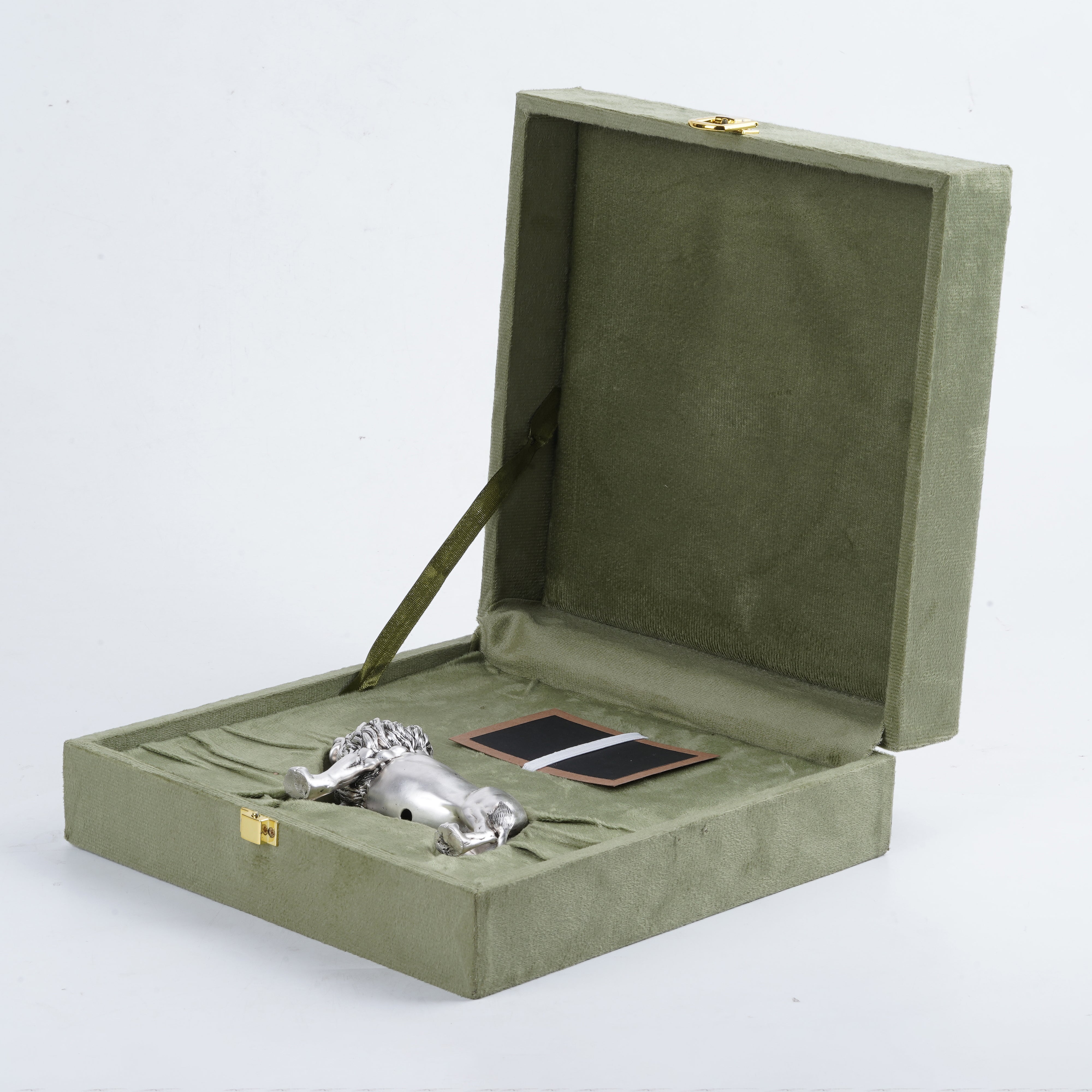 Silver Plated Brass Standing Lion Card Holder