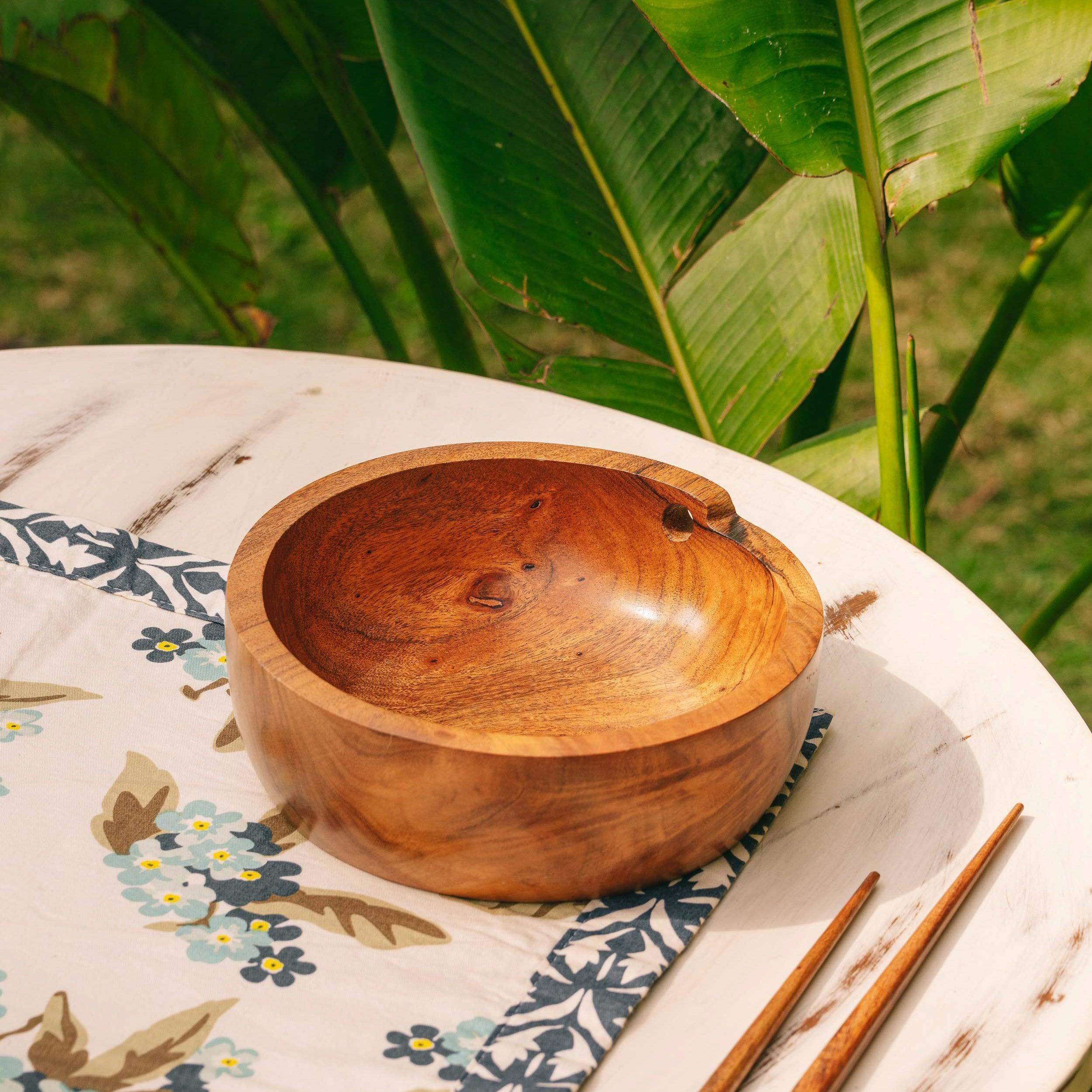 Tatva Wooden Ramen Bowl with 2 Pcs Chopsticks |Serving Bowl for Kitchen