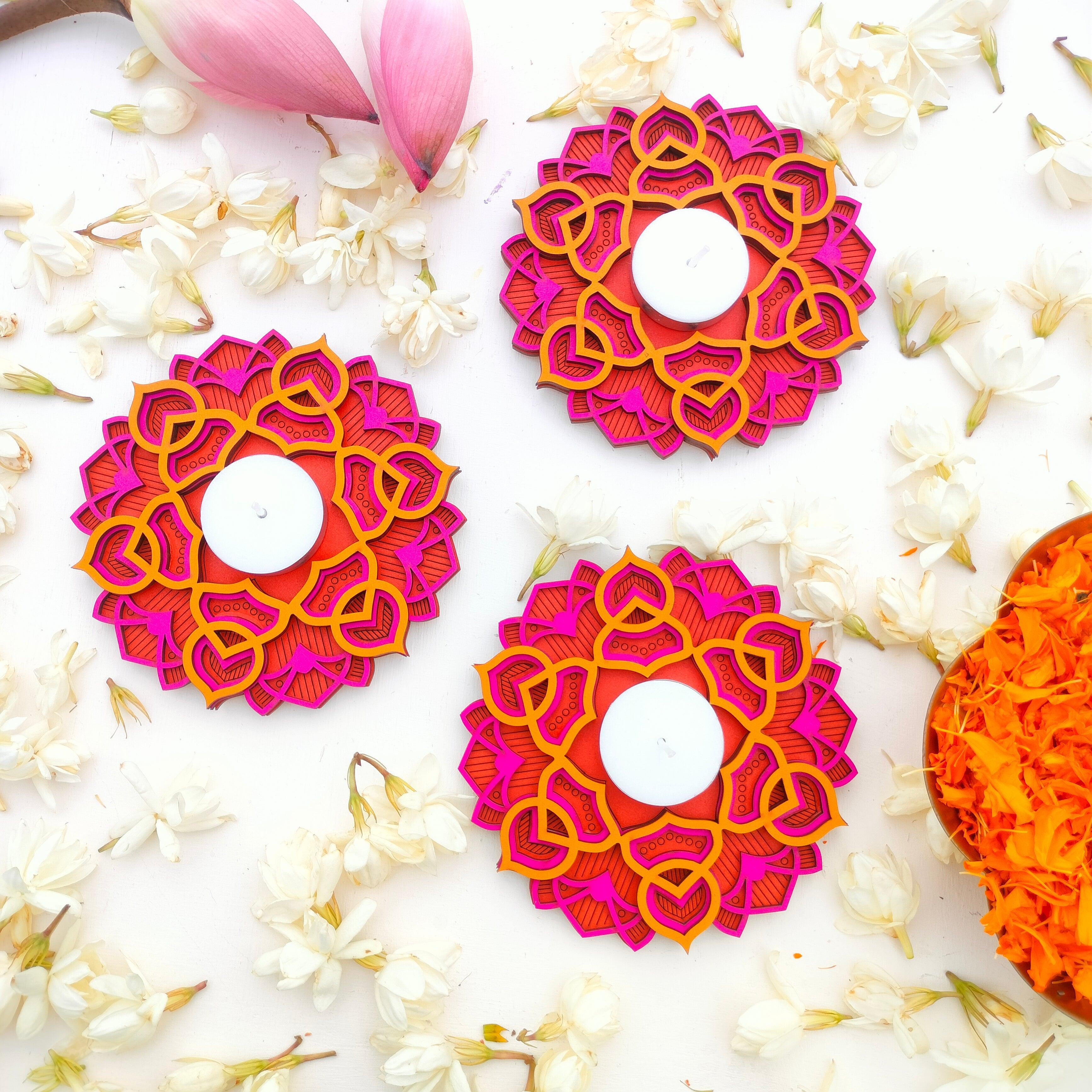 Marigold Decorative Tealights for Office Decor | Candle Holder for Table Decor - BUY 1 GET 1 FREE
