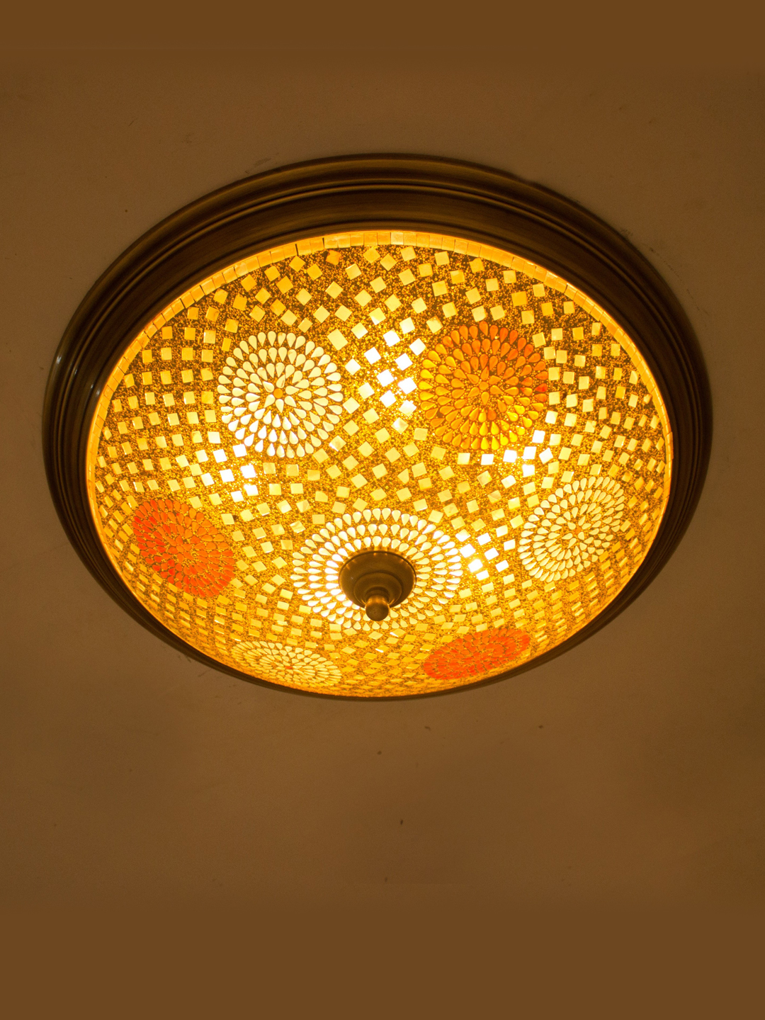 Dish Tilak Antique Brass 5 Light Flush
  Mount Ceiling Light