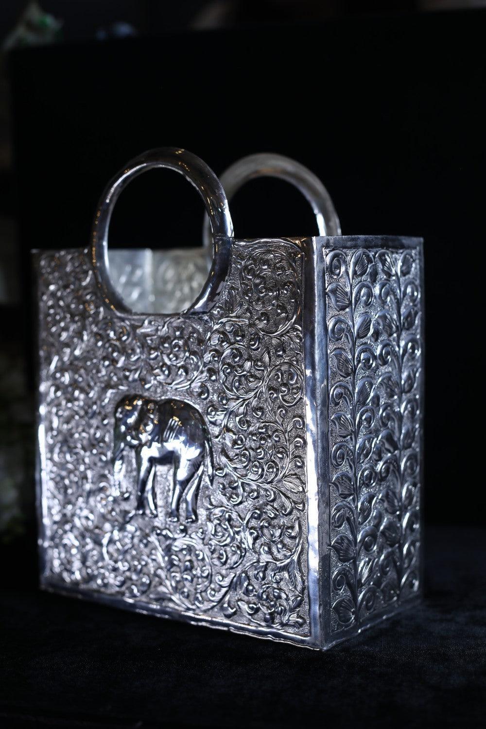 Elephant Basket for Table Decor | Decorative Brass Vase for Flower