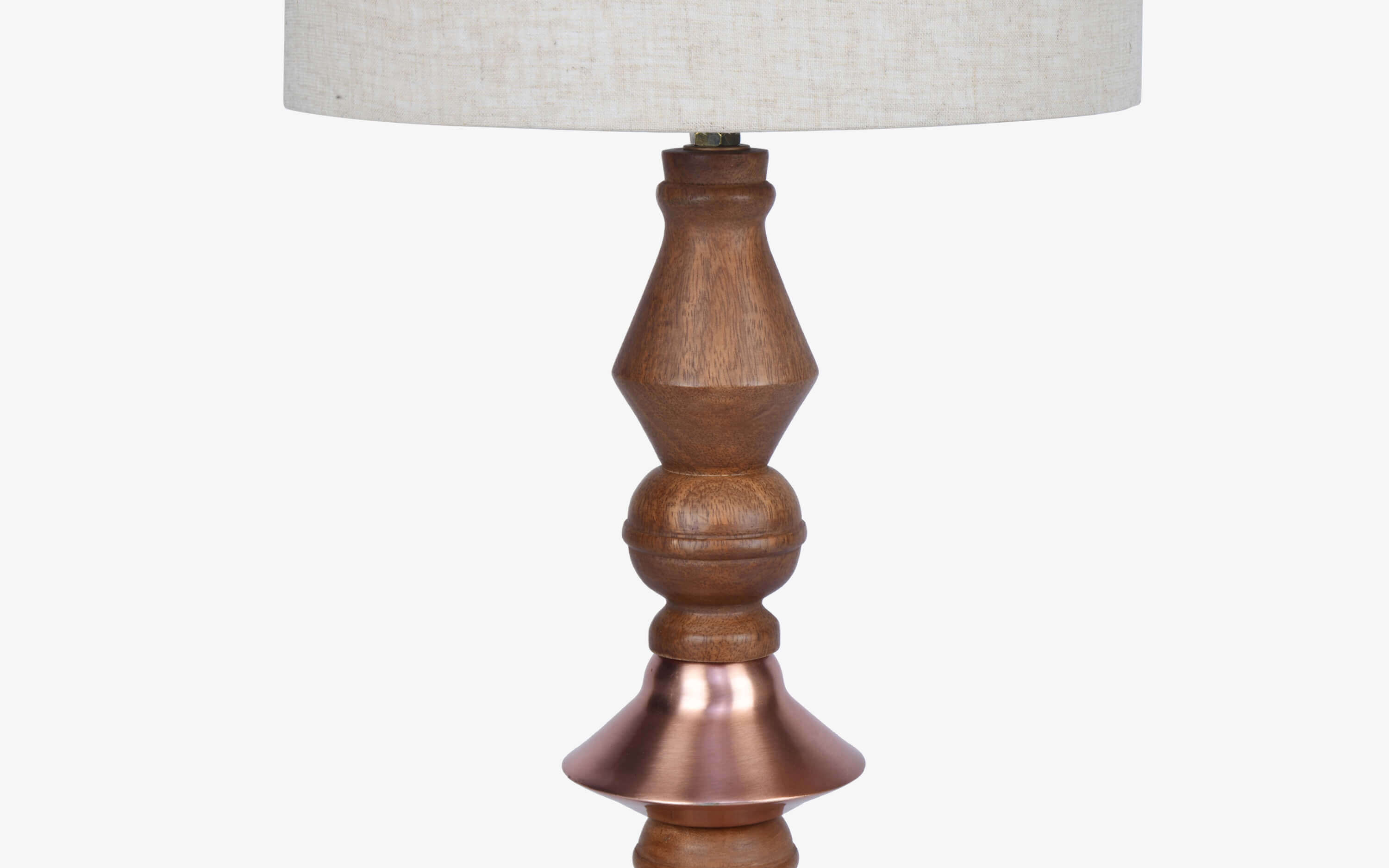 Jodha Table Lamp | Mango wood, Mild steel and Cotton linen shade