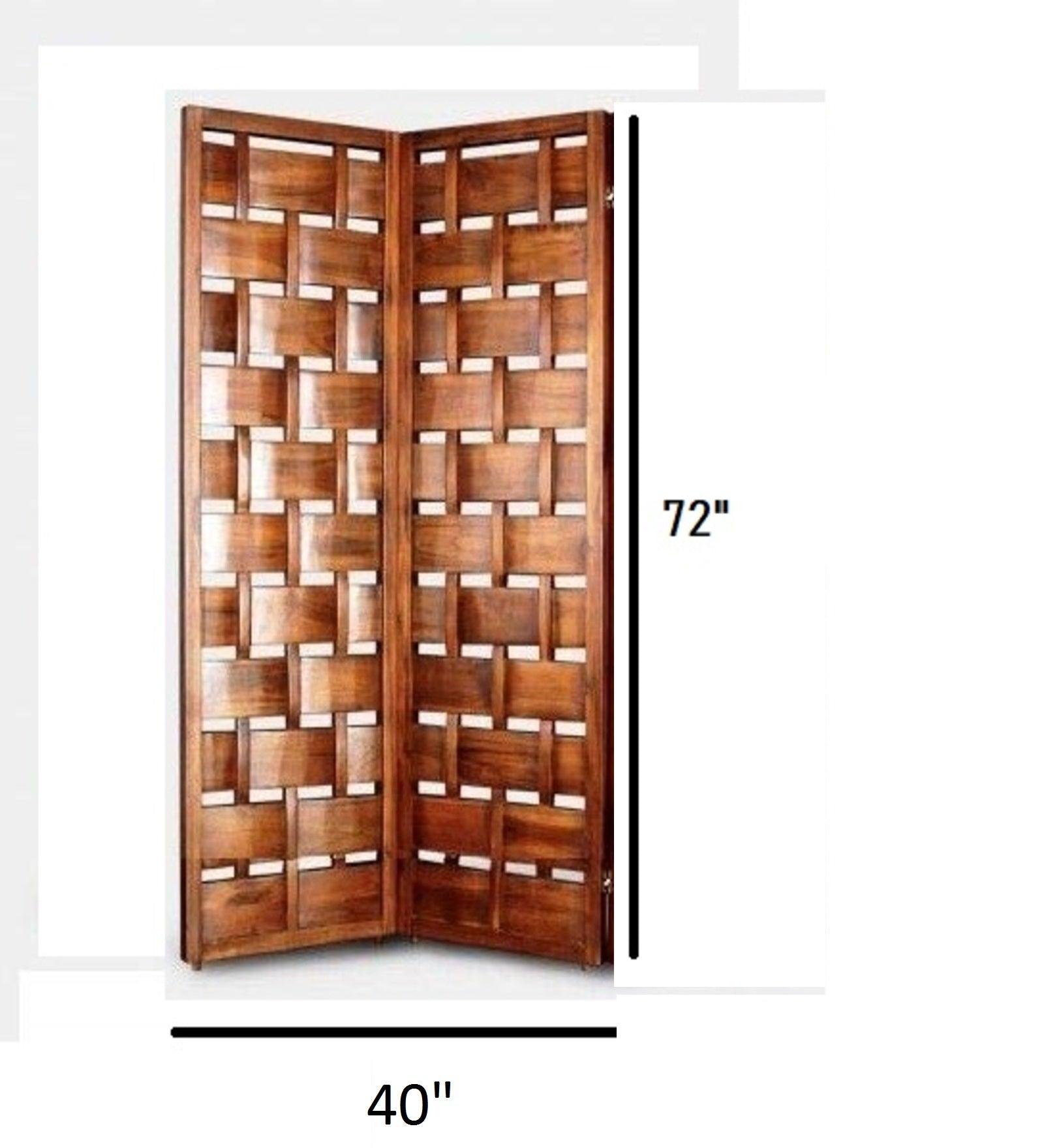 Wooden Room Divider with Mango Frame and MDF Jali Panels